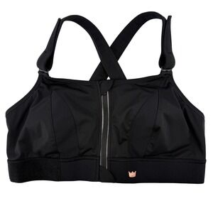 SHEFIT Ultimate Sports Bra Black 2Luxe 2XL High Impact Adjustable Front Zipper